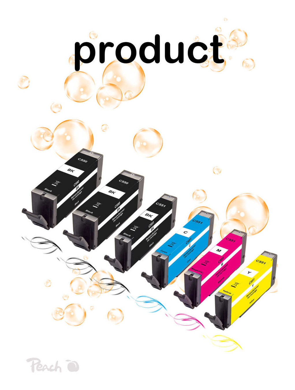 Peach PI100-328 inktcartridge 6 stuk(s) Compatibel Normaal rendement Zwart, Blauw, Roze, Geel - Afbeelding 3