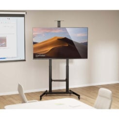 Manhattan Trolley voor TV’s en monitoren (met slinger), voor schermen 37"–120", VESA-compatibiliteit: van 200x200 tot 1000x600 mm (controleer de afmetingen van de vier montagegaten aan de achterzijde), max. 120 kg, hoogte 1180–1630 mm, zwart - Afbeelding 3