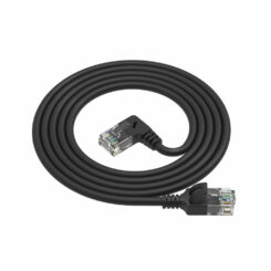 ACT Zwarte 0,25 meter U/UTP CAT6A LSZH slimline patchkabel met RJ45 connectoren, recht naar 90° haaks rechts - Afbeelding 3