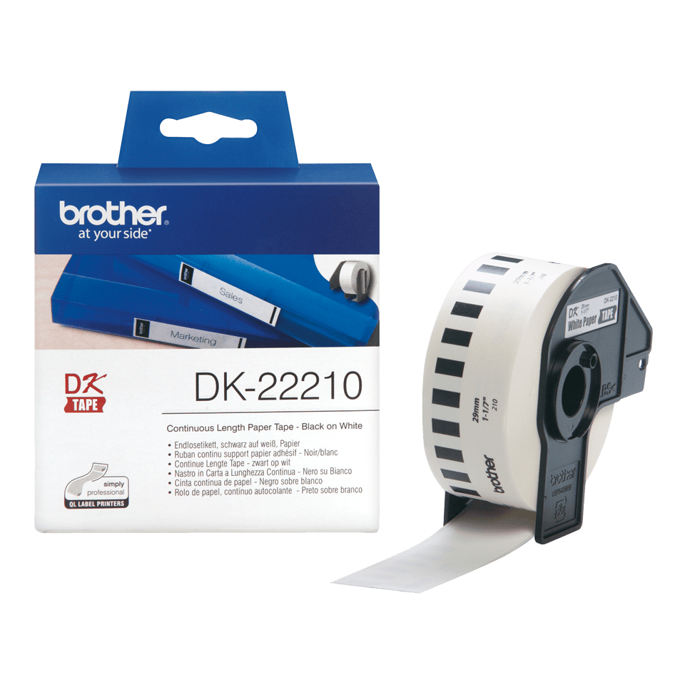 Brother DK-22210 labelprinter-tape Zwart op wit - Afbeelding 2