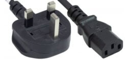 Manhattan Voedingskabel, Britse 3-polige stekker (Type G) naar C13-connector, 1,8 m, 10 A, zwart, netkabel, levenslange garantie