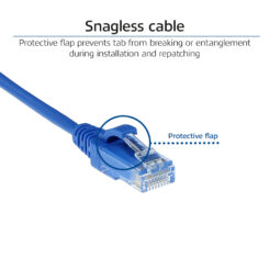 ACT Blauwe 3 meter LSZH U/UTP CAT6 datacenter slimline patchkabel snagless met RJ45 connectoren - Afbeelding 6