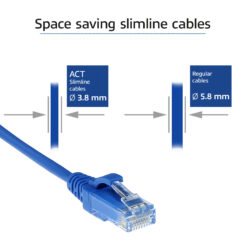 ACT Blauwe 3 meter LSZH U/UTP CAT6 datacenter slimline patchkabel snagless met RJ45 connectoren - Afbeelding 4