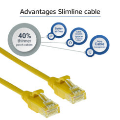 ACT Gele 3 meter LSZH U/UTP CAT6 datacenter slimline patchkabel snagless met RJ45 connectoren - Afbeelding 5