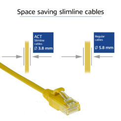 ACT Gele 5 meter LSZH U/UTP CAT6 datacenter slimline patchkabel snagless met RJ45 connectoren - Afbeelding 4