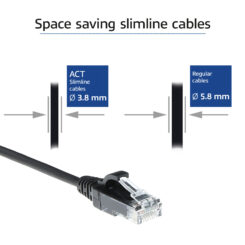 ACT Zwarte 5 meter LSZH U/UTP CAT6 datacenter slimline patchkabel snagless met RJ45 connectoren - Afbeelding 4