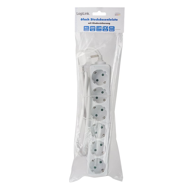 LogiLink LPS238 power uitbreiding 1,5 m 6 AC-uitgang(en) Binnen Wit - Afbeelding 4