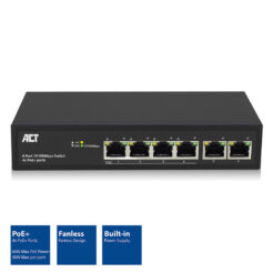 ACT 6-Poorts 10/100Mbps Switch | 4x PoE+ poorten - Afbeelding 3