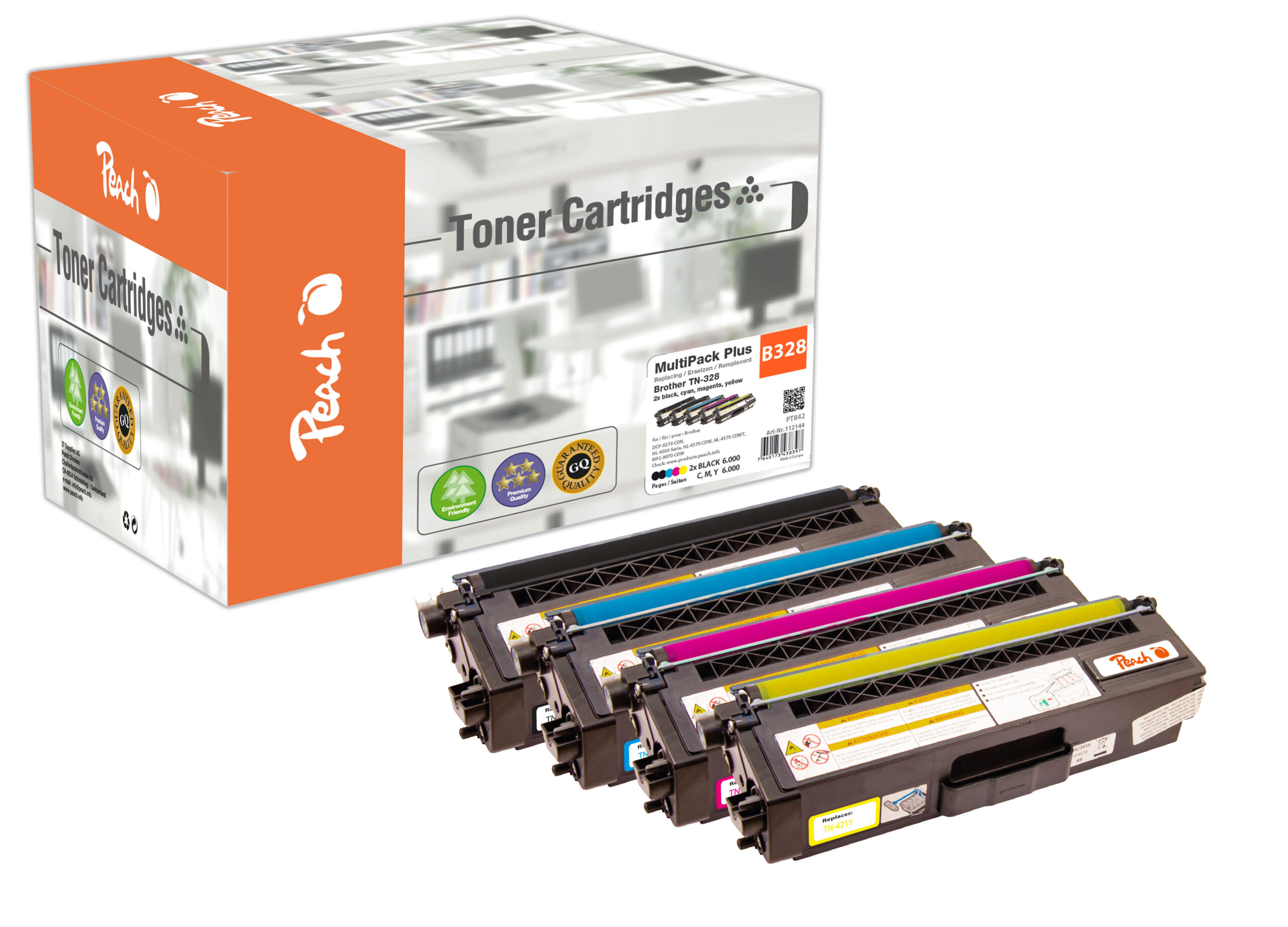Peach PT842 tonercartridge 5 stuk(s) Compatibel Zwart, Cyaan, Magenta, Geel - Afbeelding 2