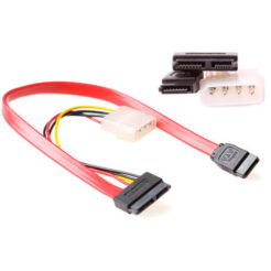 ACT Micro SATA(6+7) female - SATA(7) female + 5,25" male (4 pins) 0,30 m - Afbeelding 2