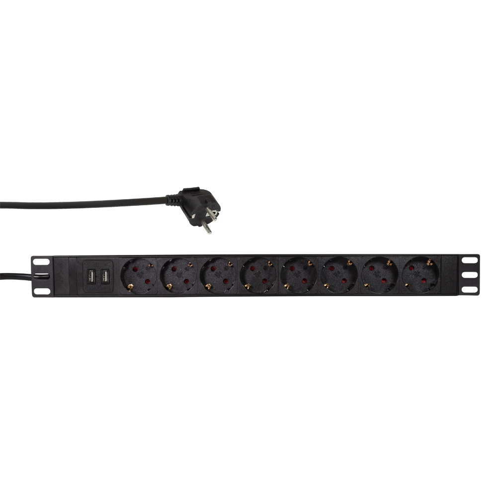 LogiLink PDU8C02 energiedistributie 8 AC-uitgang(en) 1U Zwart - Afbeelding 2