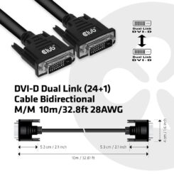 CLUB3D DVI-D Dual Link (24+1) Cable Bidirectional M/M 10m/ - Afbeelding 5