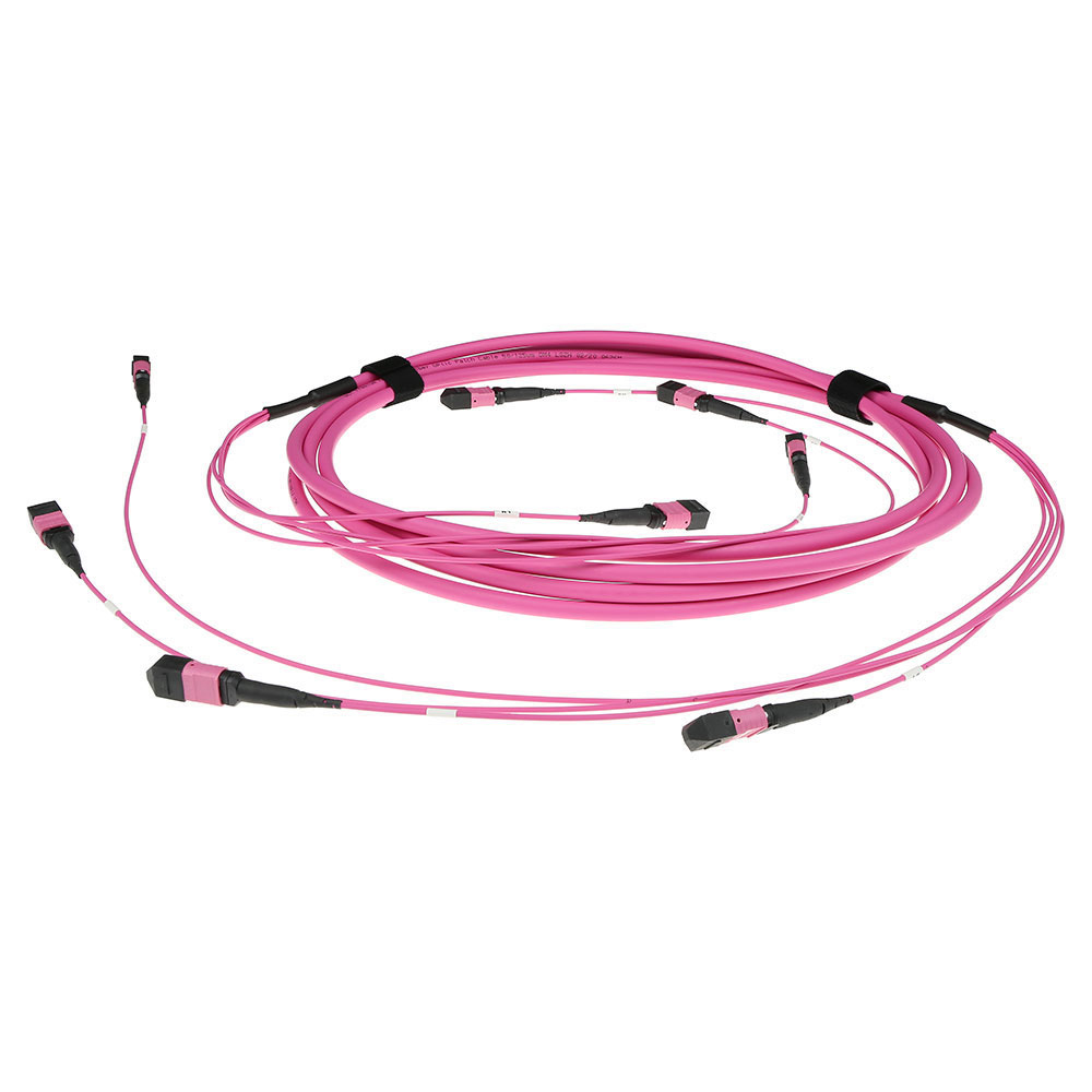 ACT 15 meter Multimode 50/125 OM4(OM3) glasvezel trunkkabel polarity B met 2 MTP/MPO female connectoren per zijde