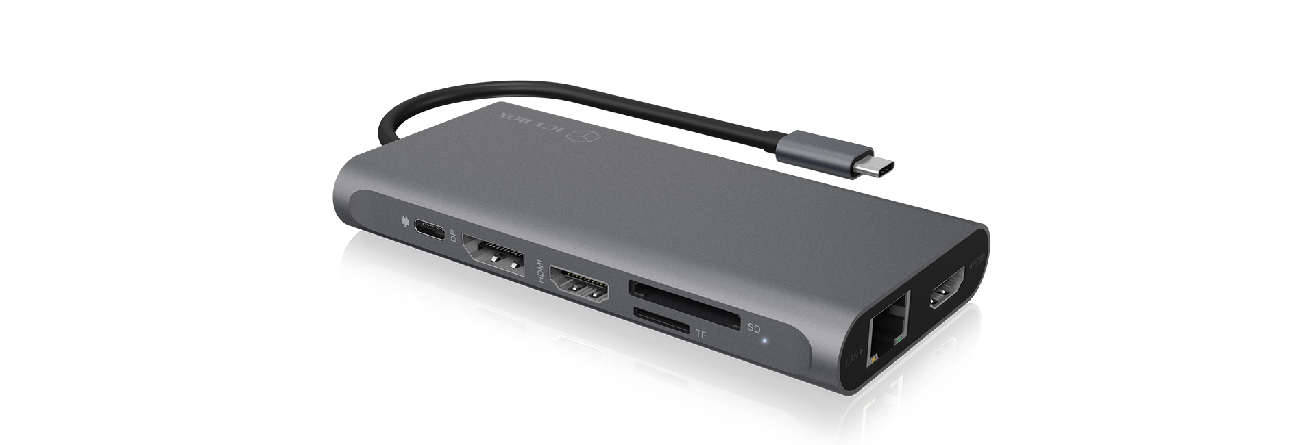 ICY BOX IB-DK4050-CPD Bedraad USB 3.2 Gen 1 (3.1 Gen 1) Type-C Antraciet - Afbeelding 3