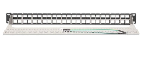 Intellinet 48-poorts afgeschermd leeg patchpanel, 1U, 19" keystone high-density ontwerp, uitneembare kabelmanagementbalk, geschikt voor Cat6/Cat6A modules, zwart - Afbeelding 5