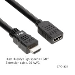 CLUB3D High Speed HDMI™ Extension Cable 4K60Hz M/F 5m/16.4ft 26 AWG - Afbeelding 3