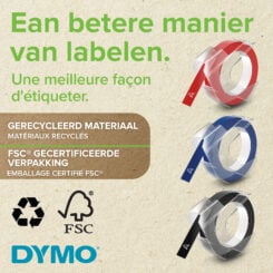 DYMO originele labeltape met reliëf | rollen van 9 mm x 3 m | Wit op blauw | Zelfklevend | Voor labelmakers voor reliëfdruk | 1 stuk - Afbeelding 6