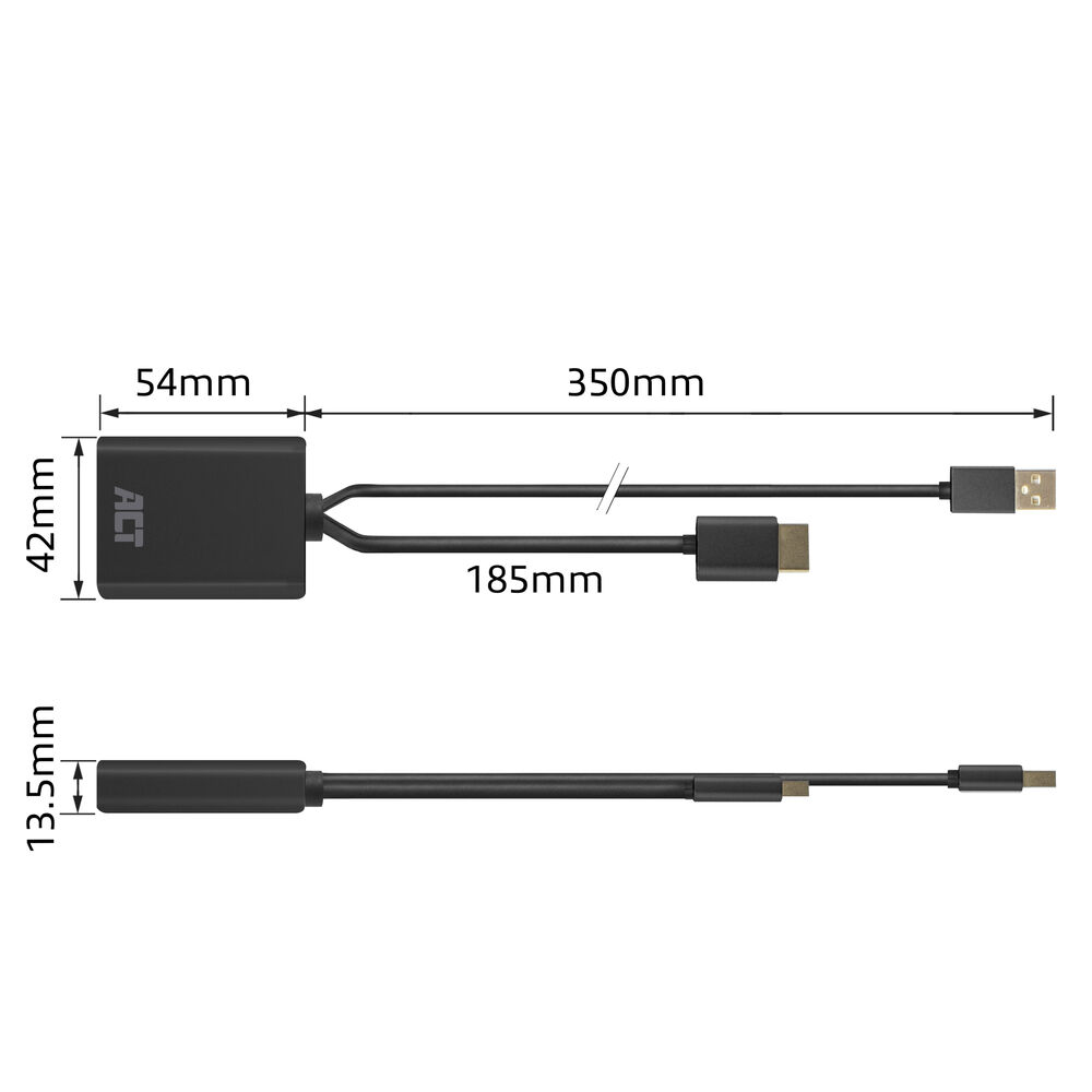 ACT AC7536 video kabel adapter 0,24 m HDMI + USB DisplayPort Zwart - Afbeelding 3