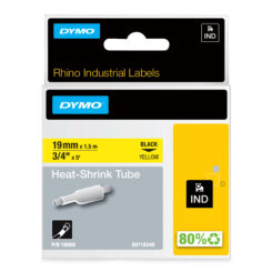 DYMO Rhino industriële Heat-Shrink Tube-labels | 19 mm x 1,5 m | zwarte afdruk op geel | voor Rhino labelprinters - Afbeelding 2