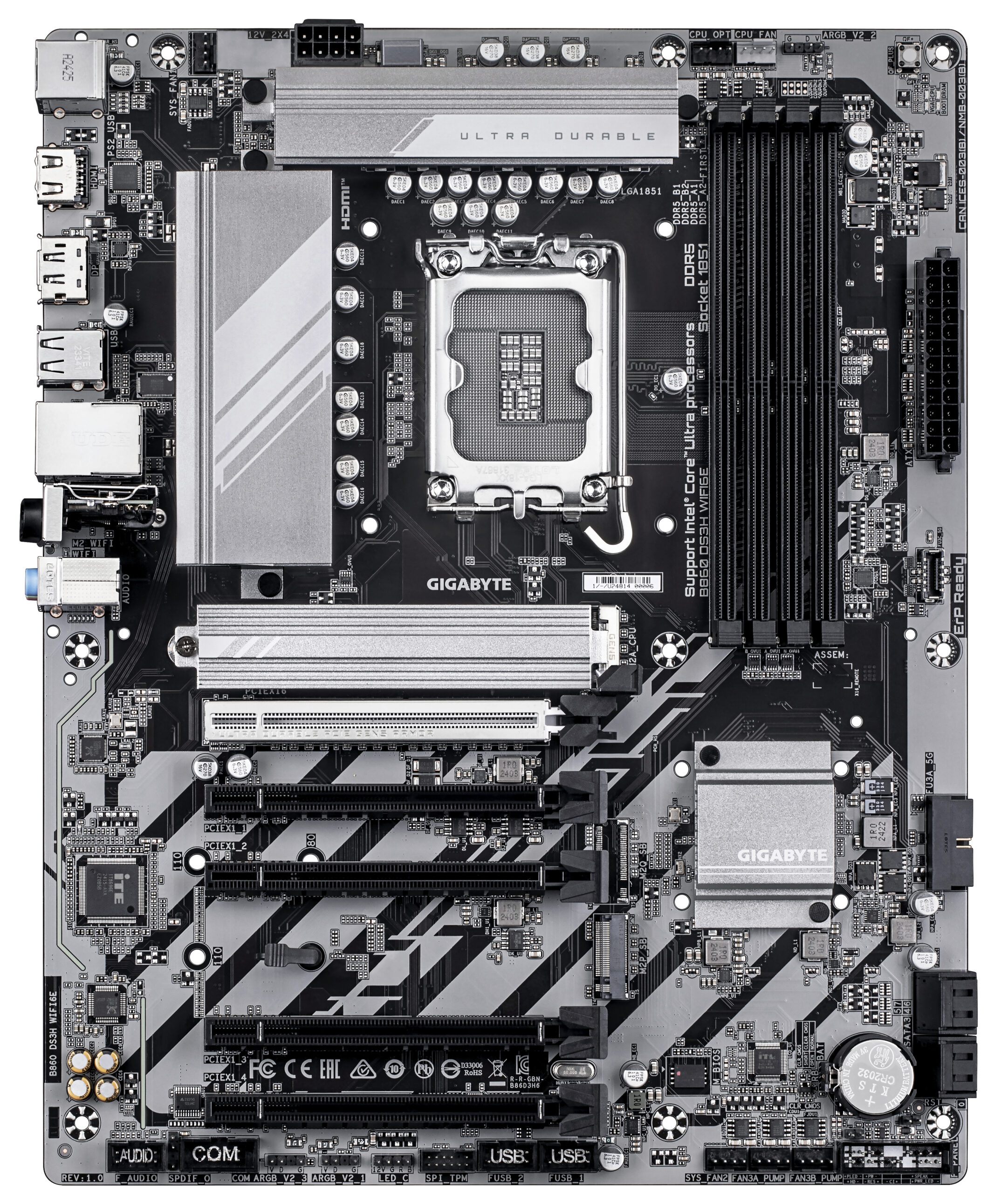 GIGABYTE B860 DS3H WIFI6E moederbord Intel B860 LGA 1851 (Socket V1) ATX - Afbeelding 3