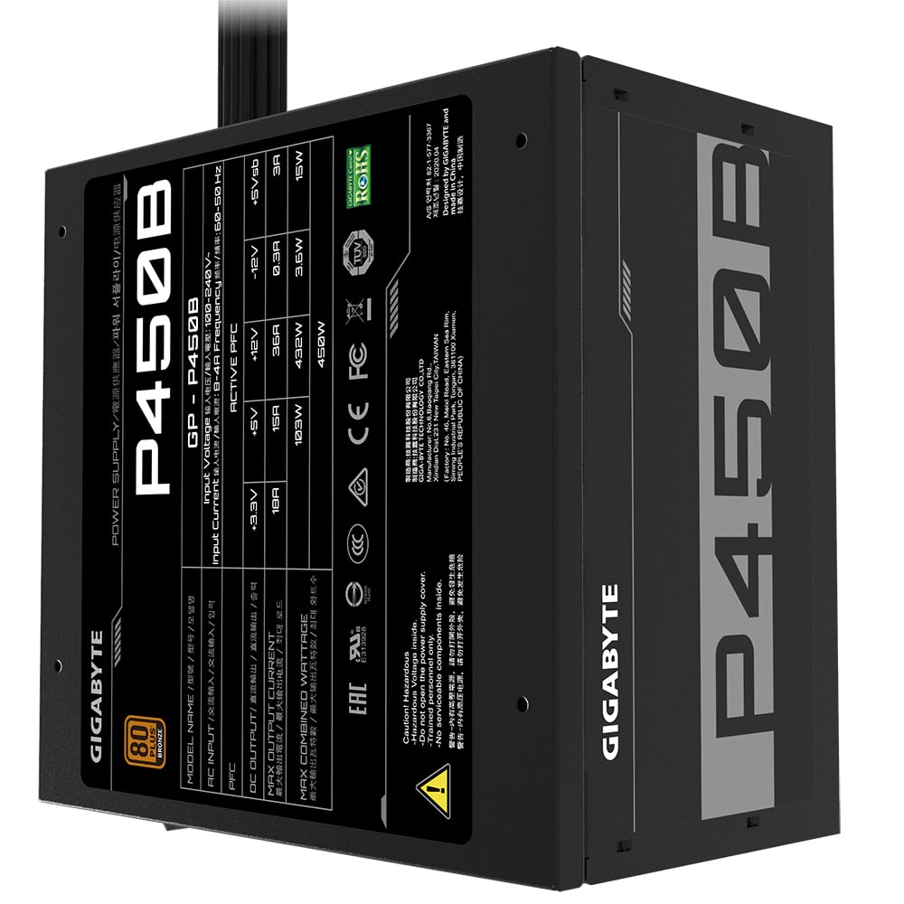 GIGABYTE P450B power supply unit 450 W 20+4 pin ATX ATX Zwart - Afbeelding 3