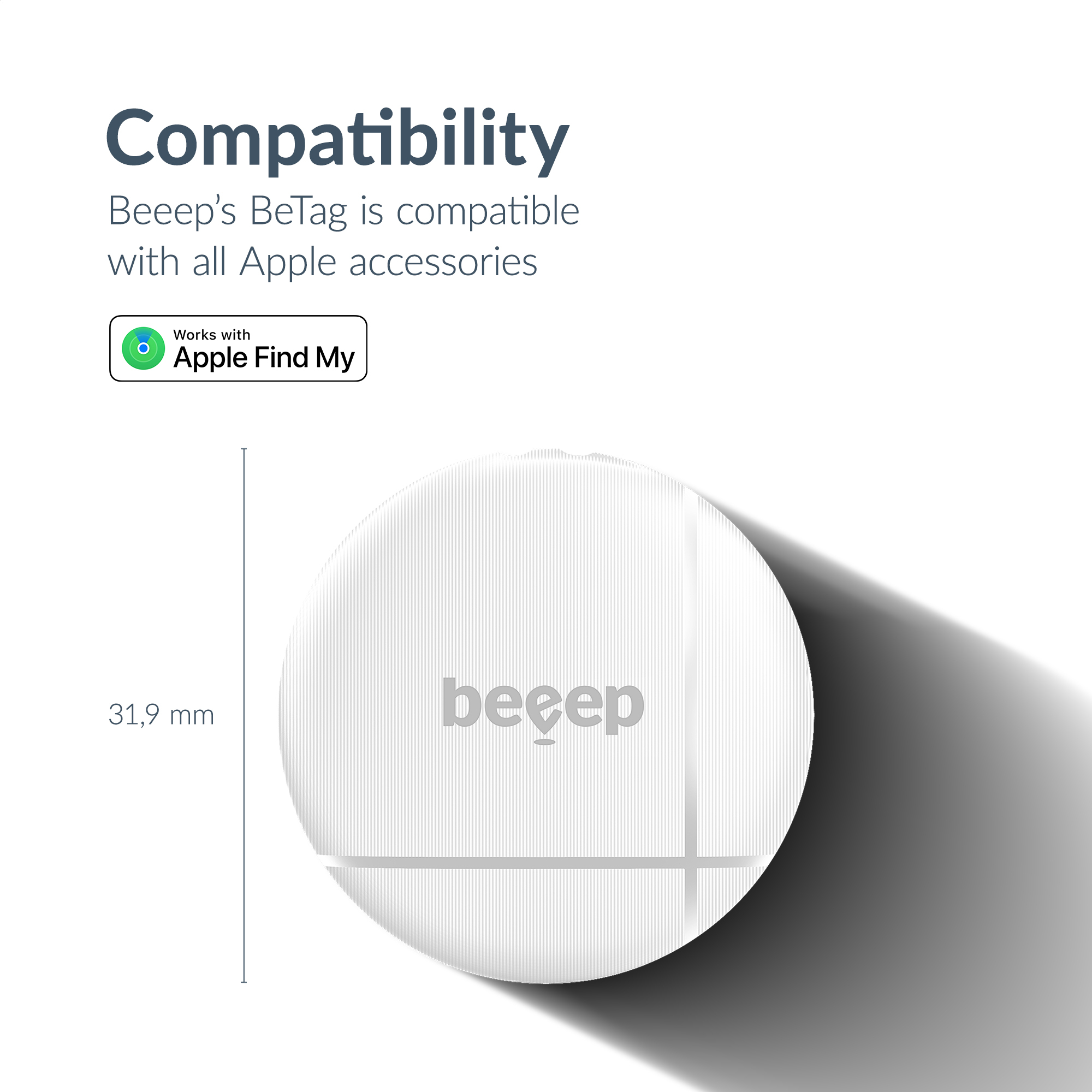 Beeep BeTag Find My Tracker White & Keychain White - 1 pack - Afbeelding 8