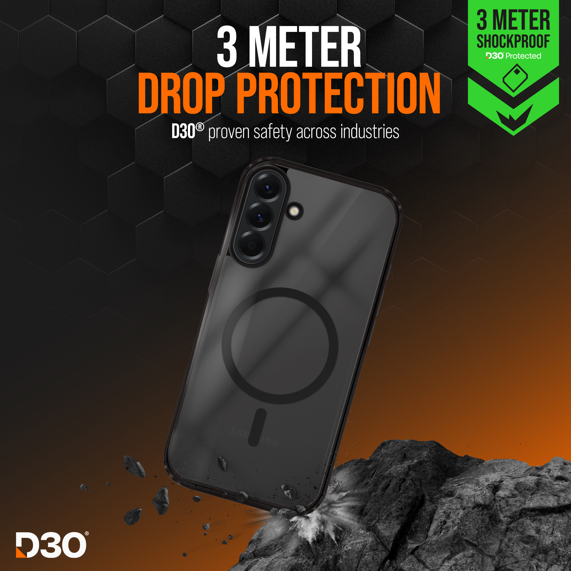 Striker X-Core - D3O Xtreme Impact Mag Case - Black - Samsung A36 5G/A56 5G - Afbeelding 2