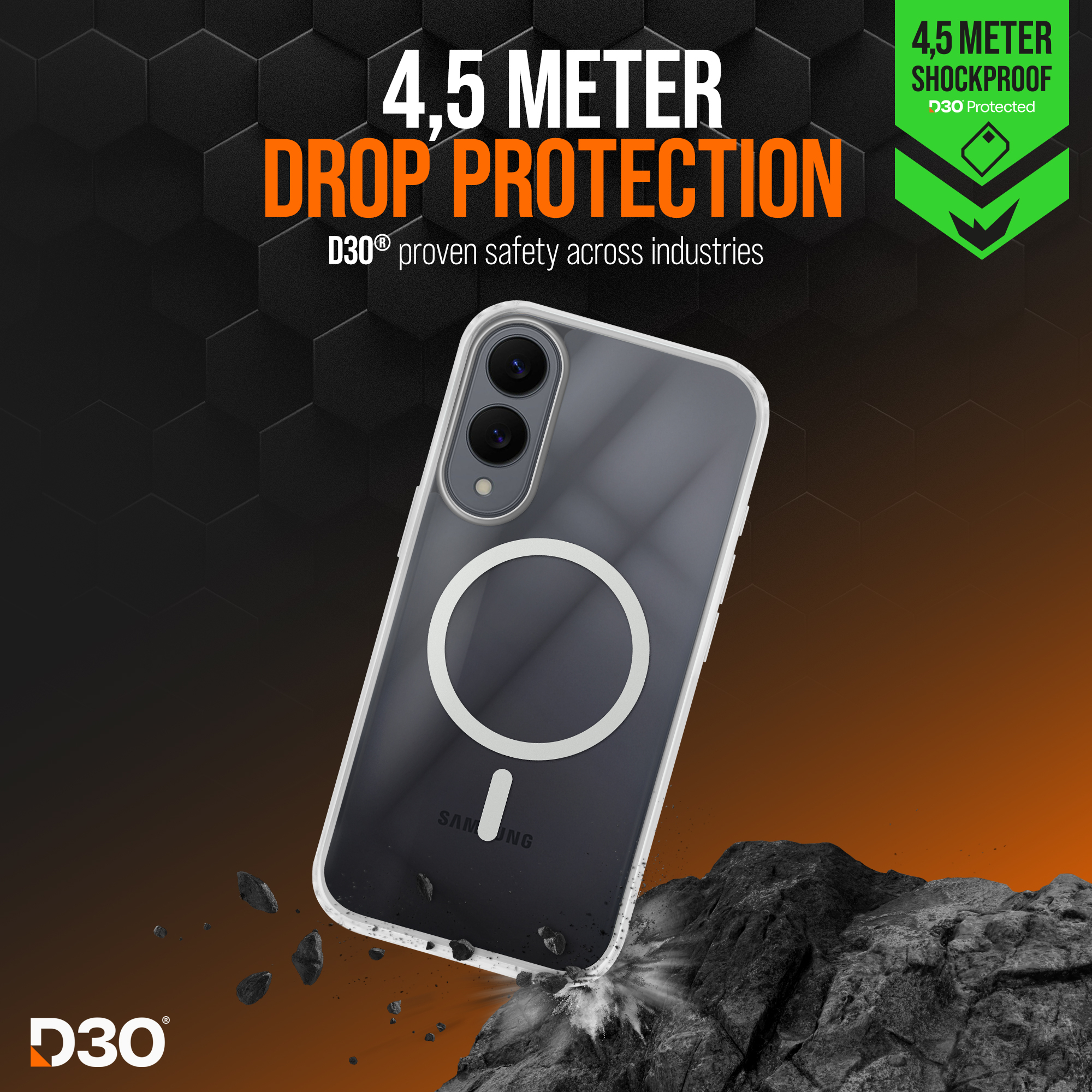 Striker X-Core - D3O Xtreme Impact Mag Case - Clear - Samsung S25 Edge 5G - Afbeelding 2