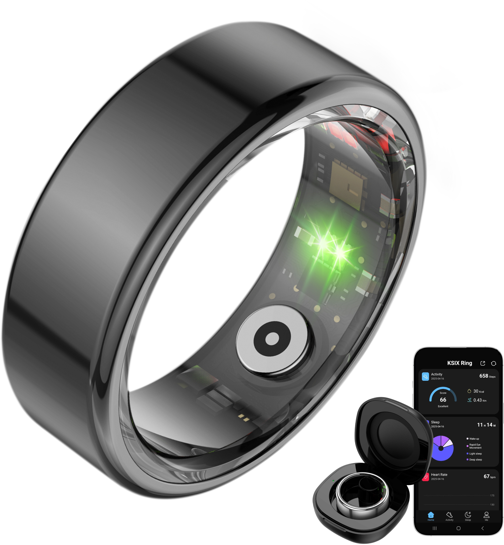 KSIX Smart Ring Black M - Afbeelding 6