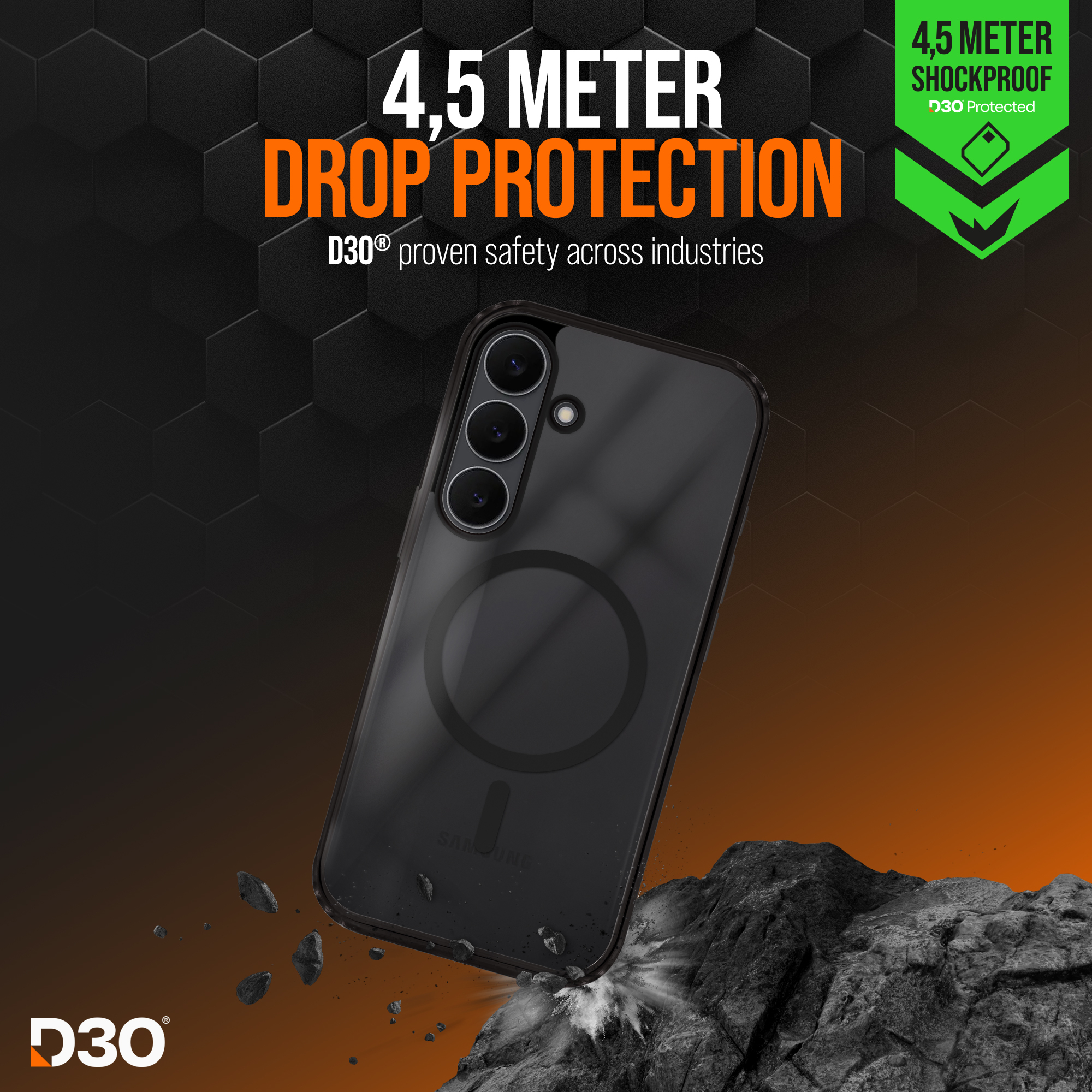 Striker X-Core - D3O Xtreme Impact Mag Case - Black - Samsung S25 FE - Afbeelding 2