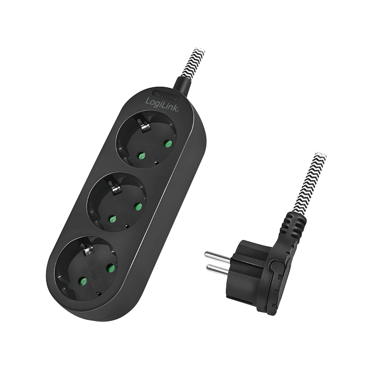 LogiLink LPS261 power uitbreiding 1,5 m 3 AC-uitgang(en) Binnen Zwart, Wit - Afbeelding 2