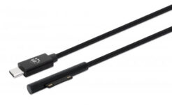 Manhattan USB-C naar Microsoft Surface oplaadkabel, 1,8 m, mannelijk naar mannelijk, 15V/3A, alleen laden (geen data), zwart, levenslange garantie - Afbeelding 2
