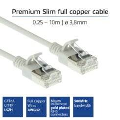 ACT Grijze 0,25 meter LSZH U/FTP CAT6A datacenter slimline patchkabel snagless met RJ45 connectoren - Afbeelding 3
