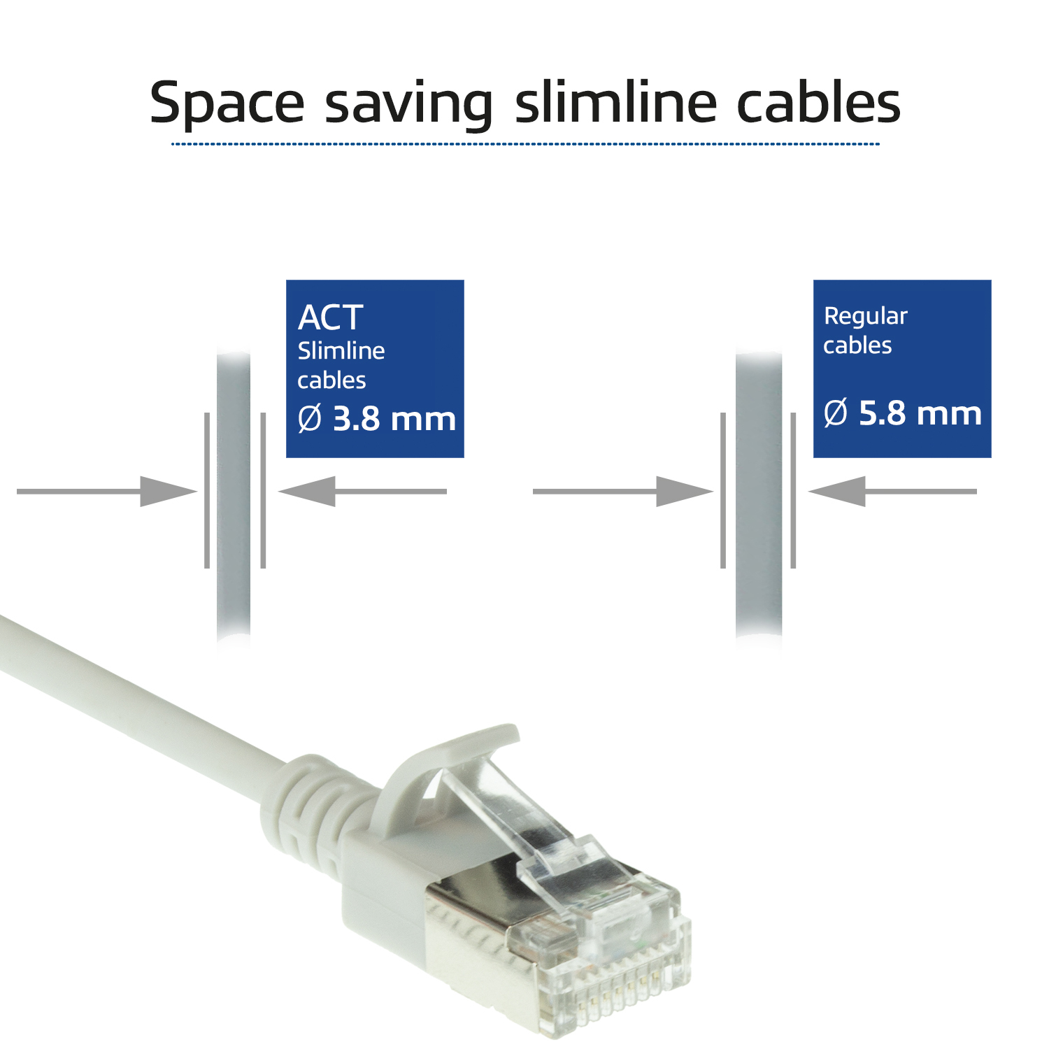 ACT Grijze 2 meter LSZH U/FTP CAT6A datacenter slimline patchkabel snagless met RJ45 connectoren - Afbeelding 4