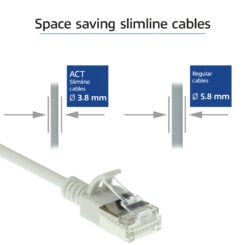 ACT Grijze 0,25 meter LSZH U/FTP CAT6A datacenter slimline patchkabel snagless met RJ45 connectoren - Afbeelding 4