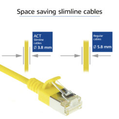 ACT Gele 5 meter LSZH U/FTP CAT6A datacenter slimline patchkabel snagless met RJ45 connectoren - Afbeelding 4