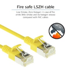 ACT Gele 1,5 meter LSZH U/FTP CAT6A datacenter slimline patchkabel snagless met RJ45 connectoren - Afbeelding 3