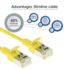 ACT Gele 1,5 meter LSZH U/FTP CAT6A datacenter slimline patchkabel snagless met RJ45 connectoren - Afbeelding 6