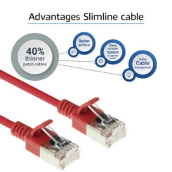 ACT Rode 0,5 meter LSZH U/FTP CAT6A datacenter slimline patchkabel snagless met RJ45 connectoren - Afbeelding 5