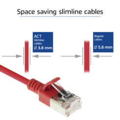 ACT Rode 0,5 meter LSZH U/FTP CAT6A datacenter slimline patchkabel snagless met RJ45 connectoren - Afbeelding 4