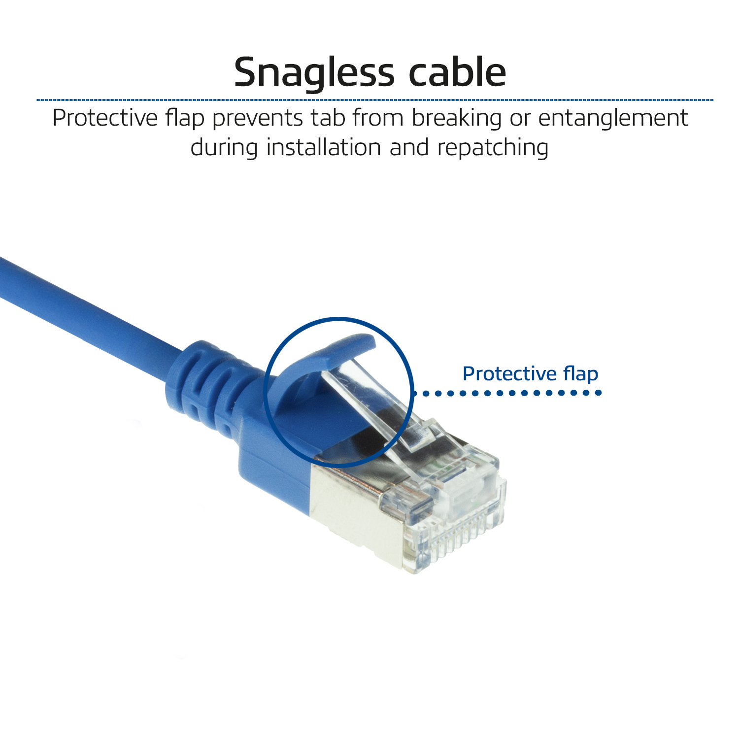 ACT Blauwe 0,25 meter LSZH U/FTP CAT6A datacenter slimline patchkabel snagless met RJ45 connectoren - Afbeelding 6