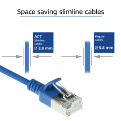 ACT Blauwe 2 meter LSZH U/FTP CAT6A datacenter slimline patchkabel snagless met RJ45 connectoren - Afbeelding 4