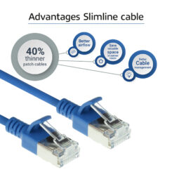 ACT Blauwe 2 meter LSZH U/FTP CAT6A datacenter slimline patchkabel snagless met RJ45 connectoren - Afbeelding 5