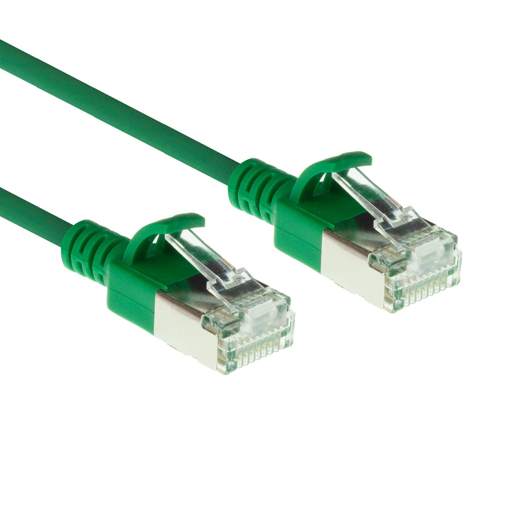 ACT Groene 0,5 meter LSZH U/FTP CAT6A datacenter slimline patchkabel snagless met RJ45 connectoren
