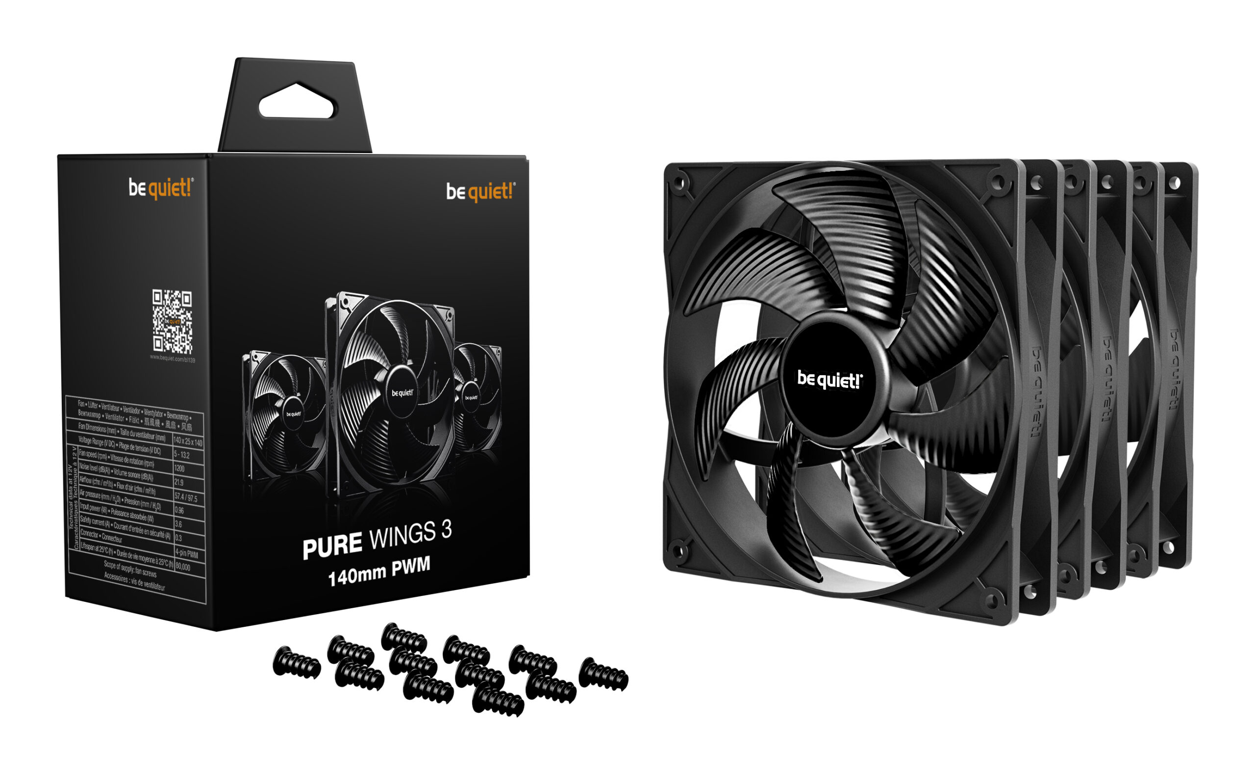 be quiet! Pure Wings 3 140mm | PWM Triple Pack Computer behuizing Ventilator 14 cm Zwart 3 stuk(s) - Afbeelding 4