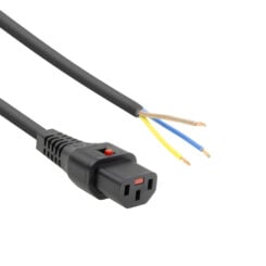 ACT Netsnoer C13 IEC Lock - open einde zwart 3 m, PC979, 5-Pack