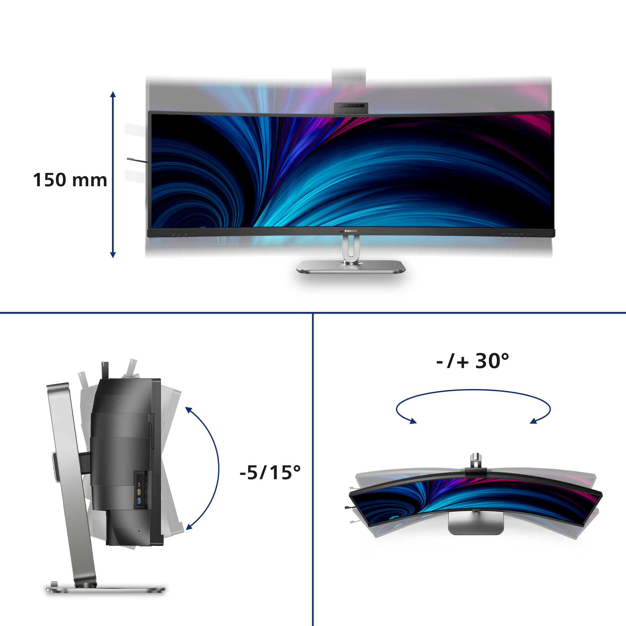 Philips 49B2U6900CH/00 computer monitor 124 cm (48.8") 5120 x 1440 Pixels Dual QHD LCD Zwart - Afbeelding 6