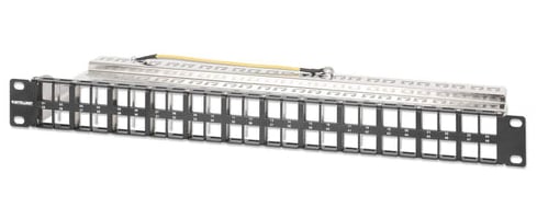 Intellinet 48-poorts afgeschermd leeg patchpanel, 1U, 19" keystone high-density ontwerp, uitneembare kabelmanagementbalk, geschikt voor Cat6/Cat6A modules, zwart - Afbeelding 2
