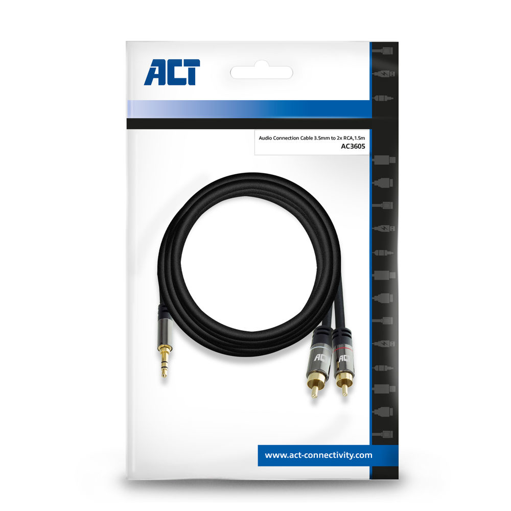ACT Audio aansluitkabel 3,5mm naar 2x RCA 1,5m - Afbeelding 5