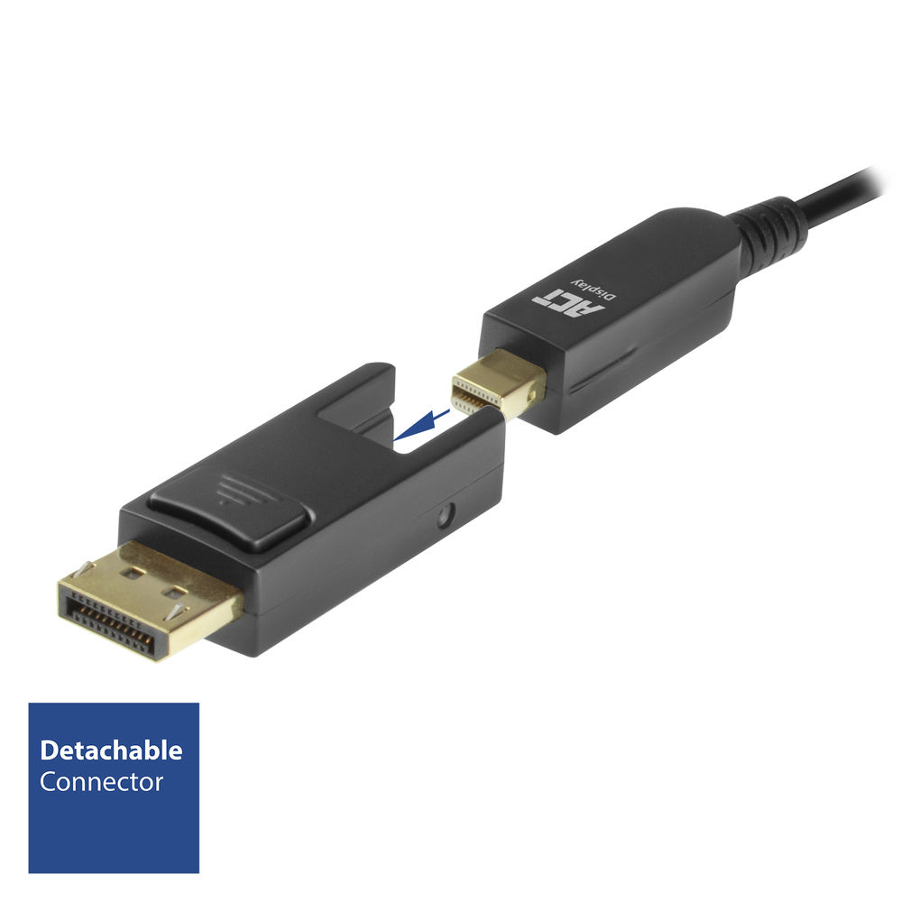 ACT DisplayPort 1.4 Active Optical Cable 8K 30 meter met afneembare connector - Afbeelding 4